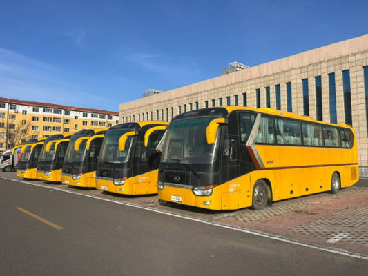 Autobus King Long usati gialli da 63 posti con motore Yuchai 330 in blocco a prezzi bassi