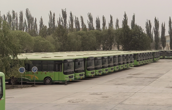 Autobus usato Yuchai con motore anteriore da 19/60 posti, cilindrata 3767 ml per un trasporto agevole